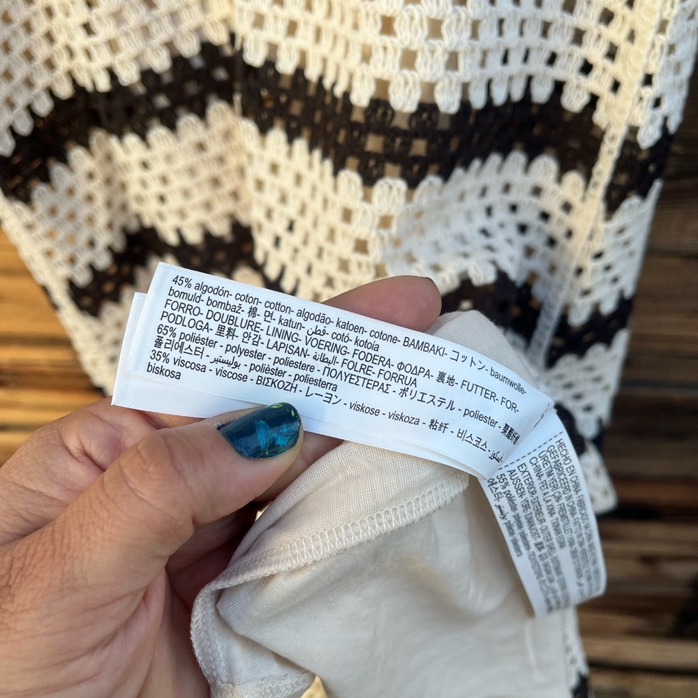 MASSIMO DUTTI | NWT Black Cream Striped Crochet Maxi Dress M - Picture 7 of 8